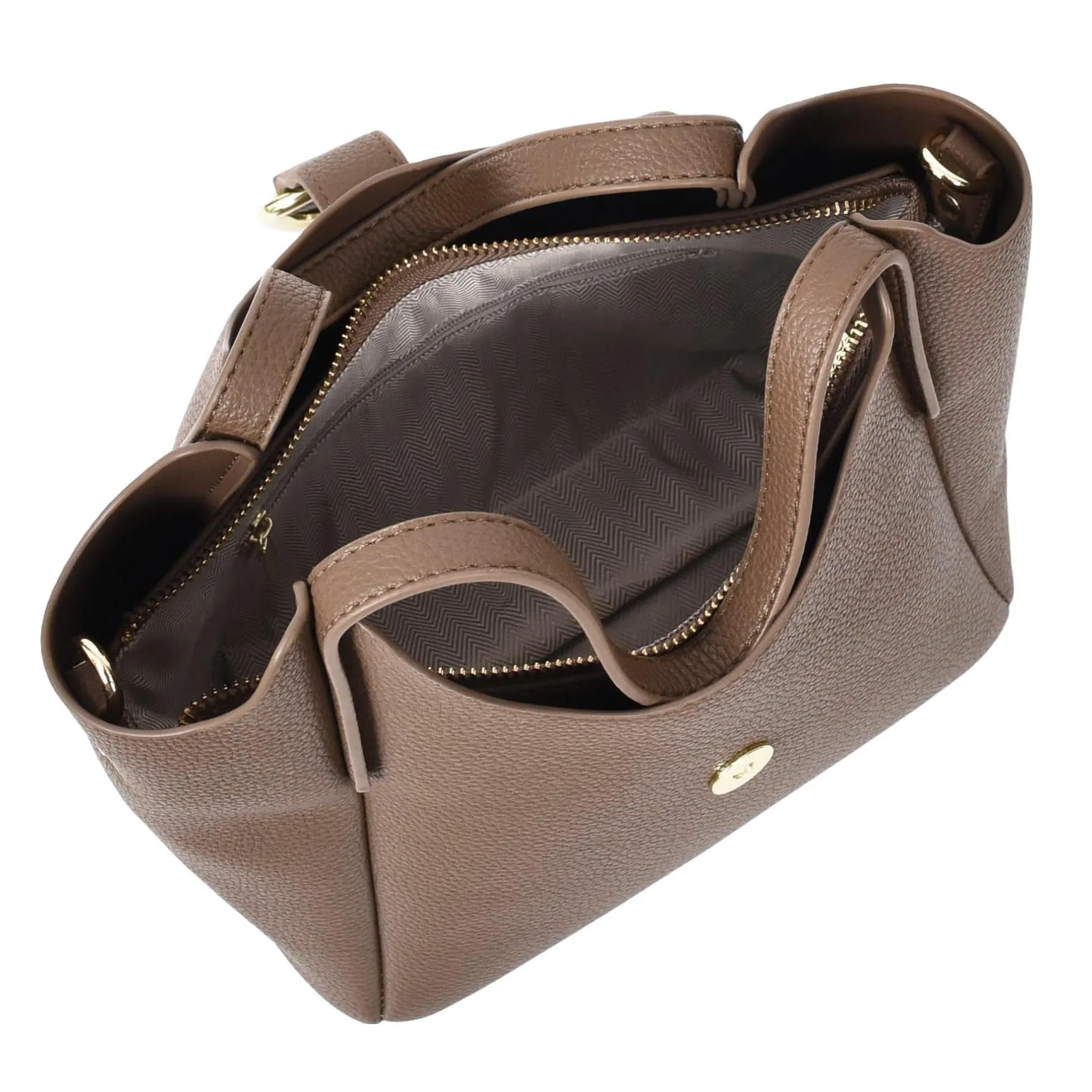 Womens Leather-Look Handbag Casual Basket Shape Small Fashion Tote Bag AH181 Brown