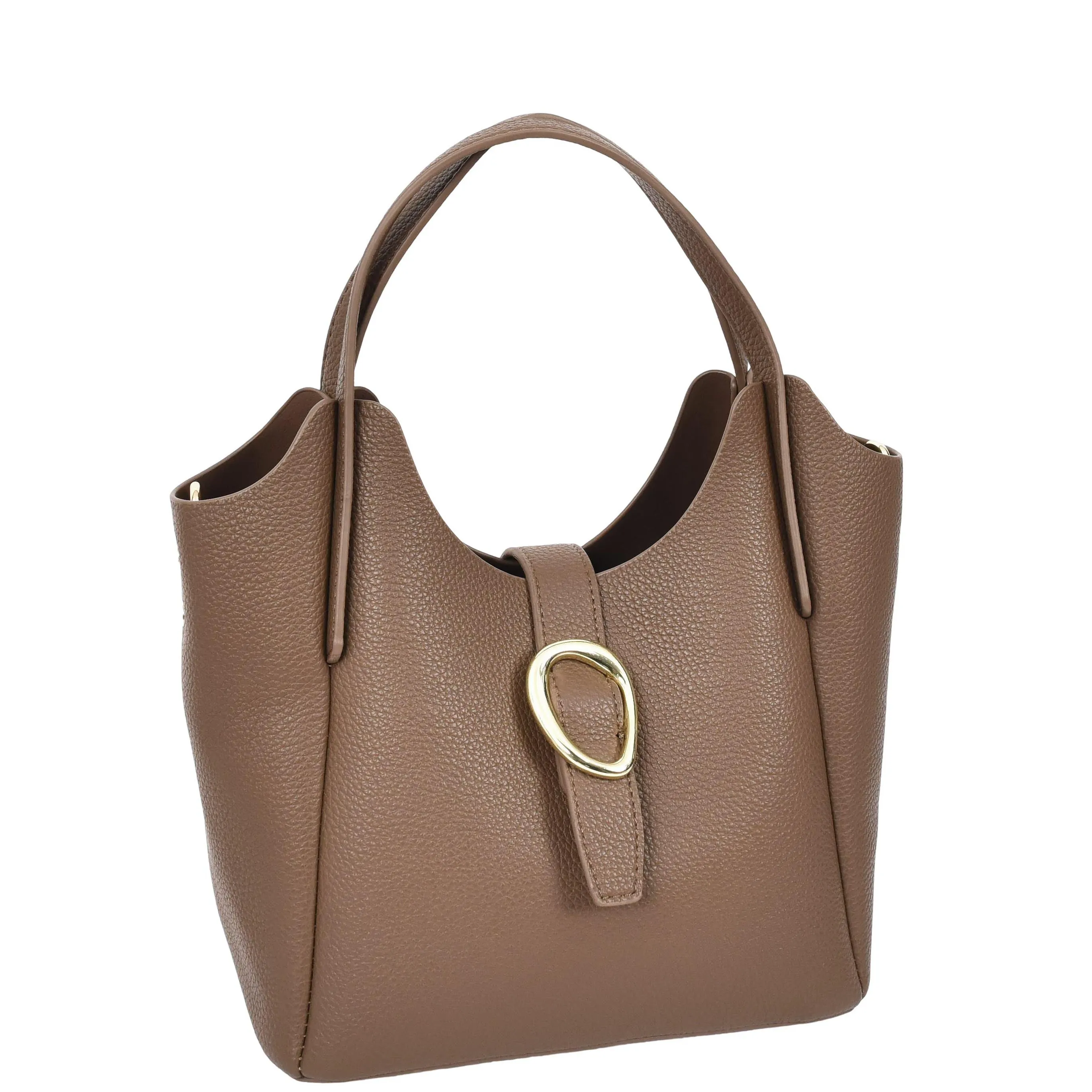 Womens Leather-Look Handbag Casual Basket Shape Small Fashion Tote Bag AH181 Brown