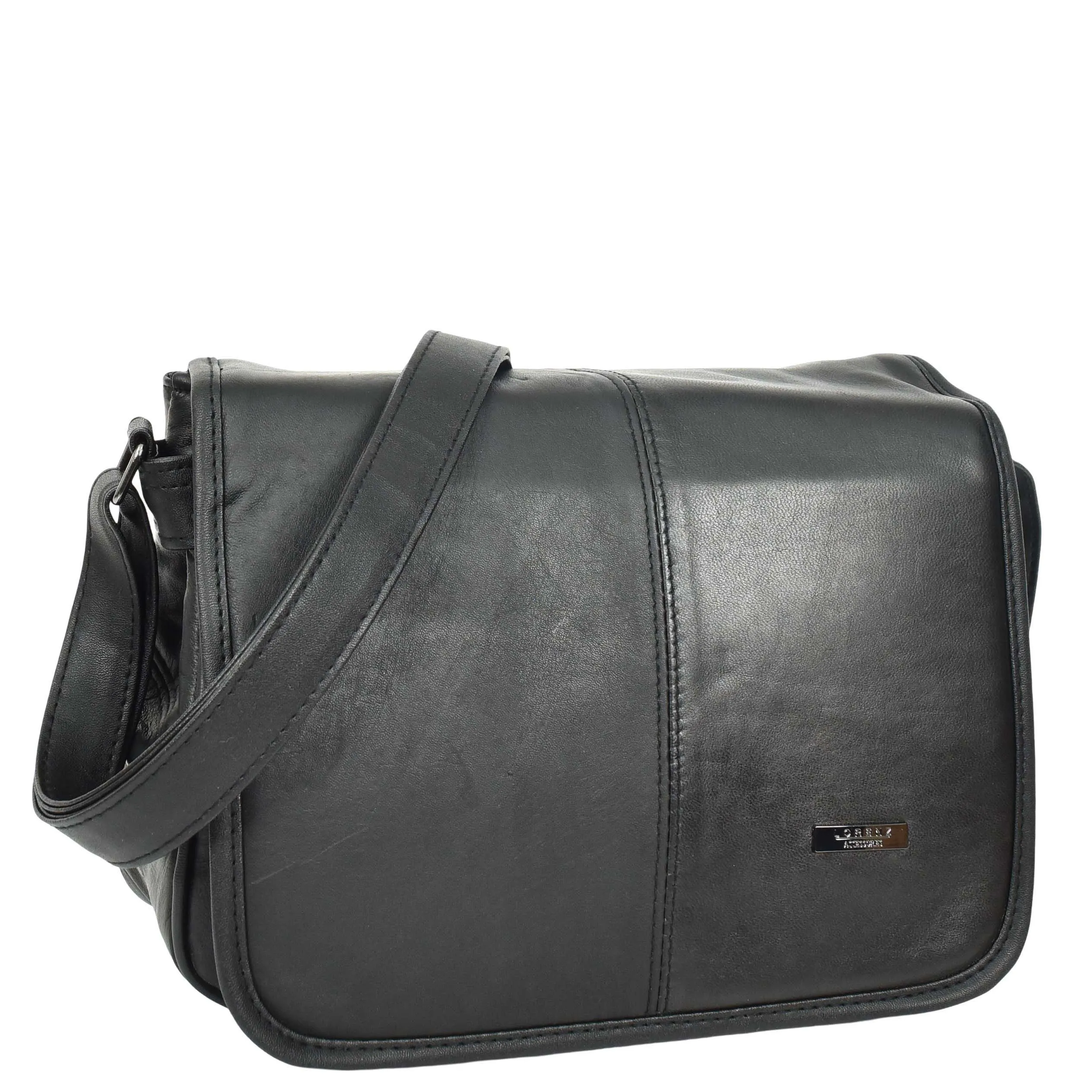 Womens Soft Leather Messenger Bag Crossbody Organiser A59 Black