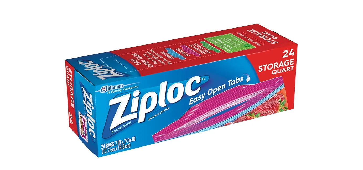 Ziploc Storage Bags Quart, 24 Count